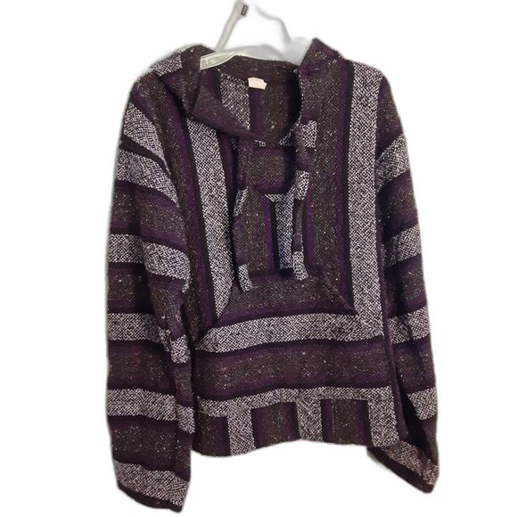 Molina Purple & Black Hooded "Drug Rug" Style Pullover Hoodie Sz L - Picture 1 of 7